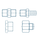Sagola Brass Threaded Connectors (x2) | US-Mil  