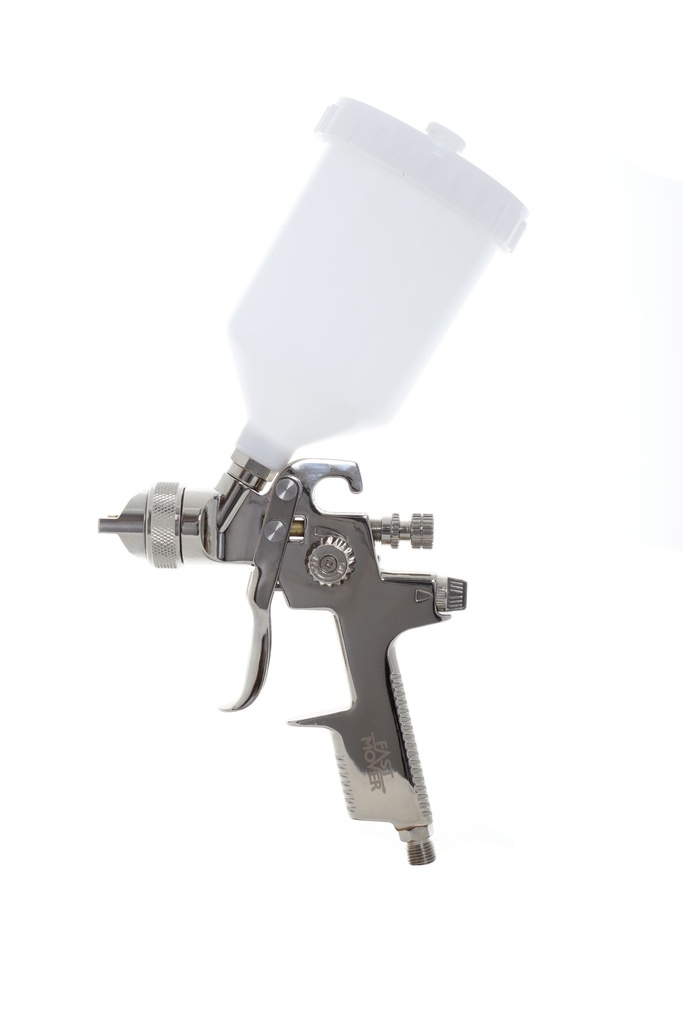 Gravity feed HVLP spray gun with 600cc pot suitable for waterbased & solvent paints