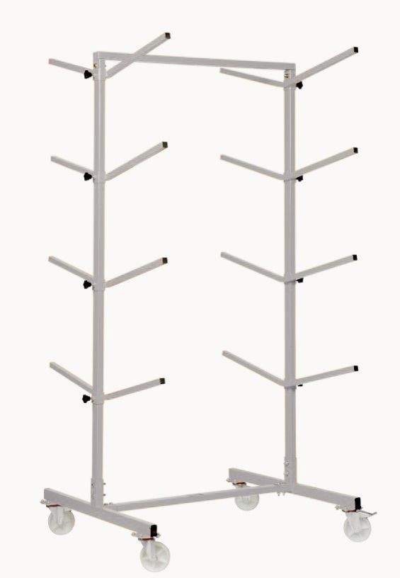 Bumper storage rack for 8 large bumpers. Mobile