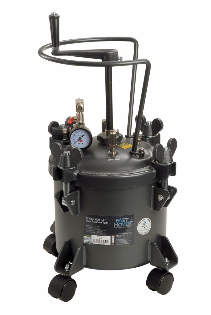 Paint pressure tank. 10ltr. Fitted with casters and manual agitator