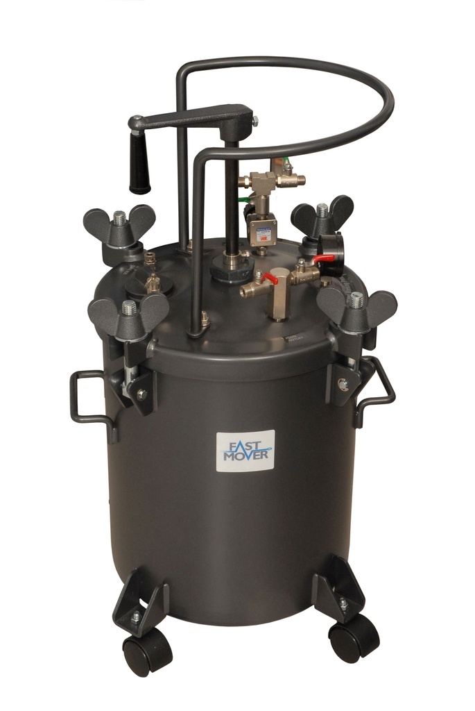 Paint pressure tank. 20ltr. Fitted with casters and manual agitator