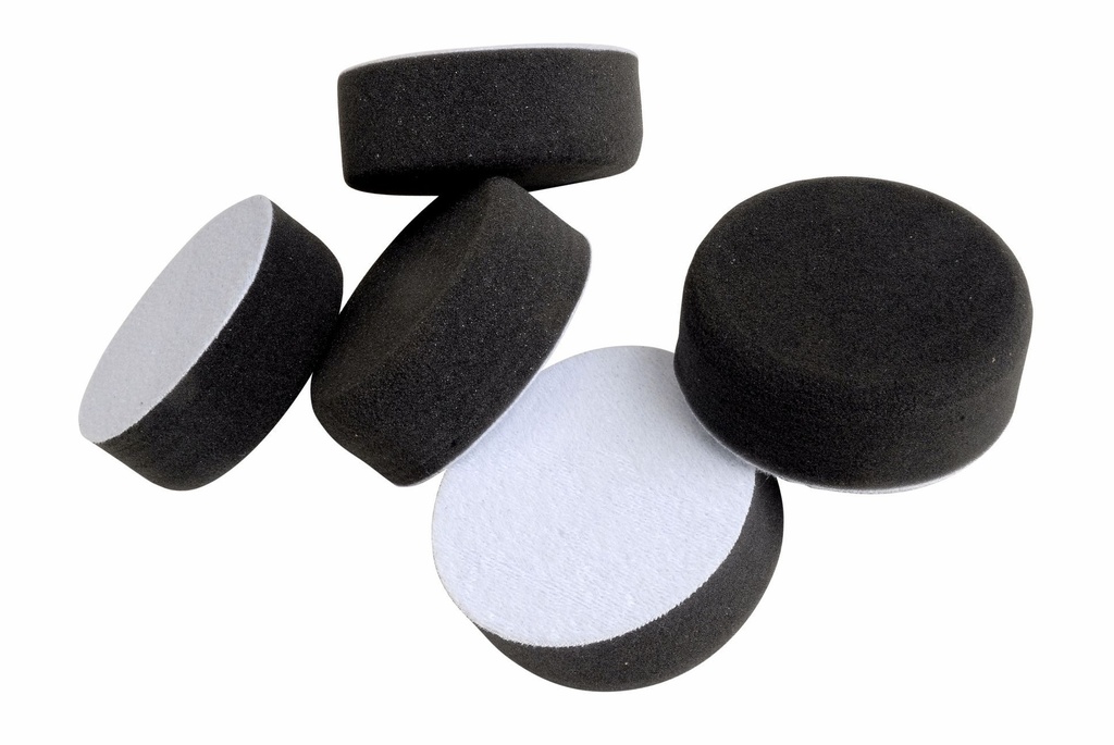 Soft black polishing pad with hook & loop 75 x 30mm. 5 pads per pack