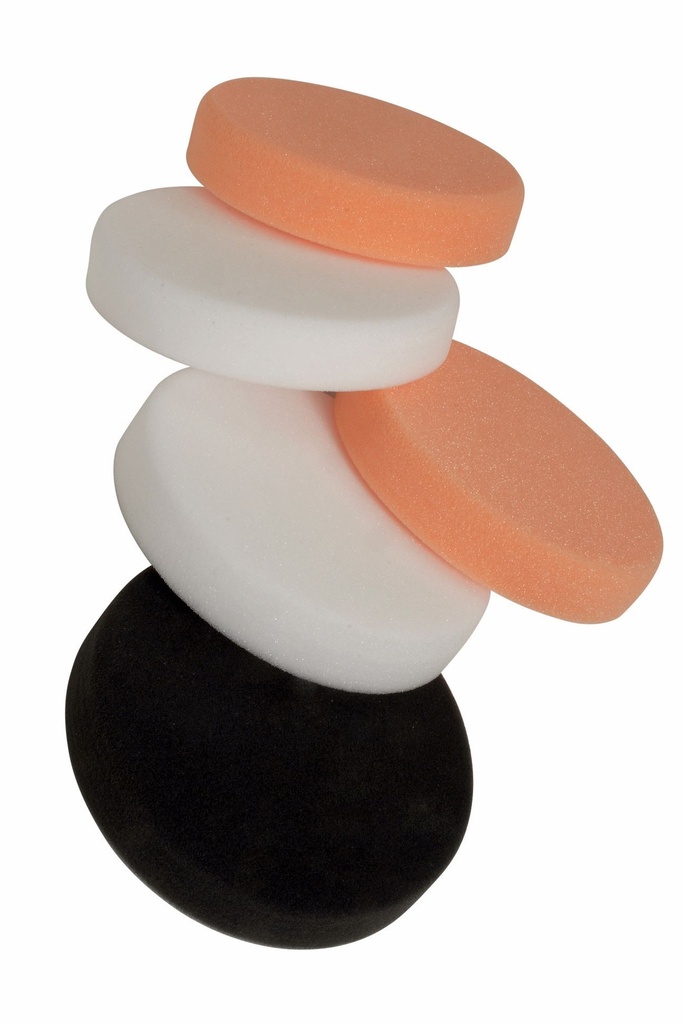 Compounding & polishing pad kit 150 x50mm with hook & loop. 2 x white 2x orange 1 black