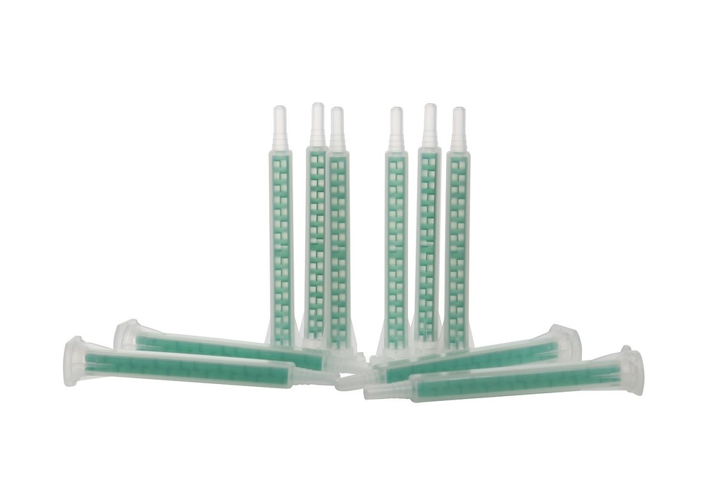 2 part mixing nozzles for 50ml cartridges 1.1 ratio. 10 nozzles per pack