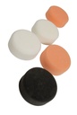 compounding & polishing pad kit with hook and loop 75 x 30mm. 5 pads 2 x white 2 orange 2 black