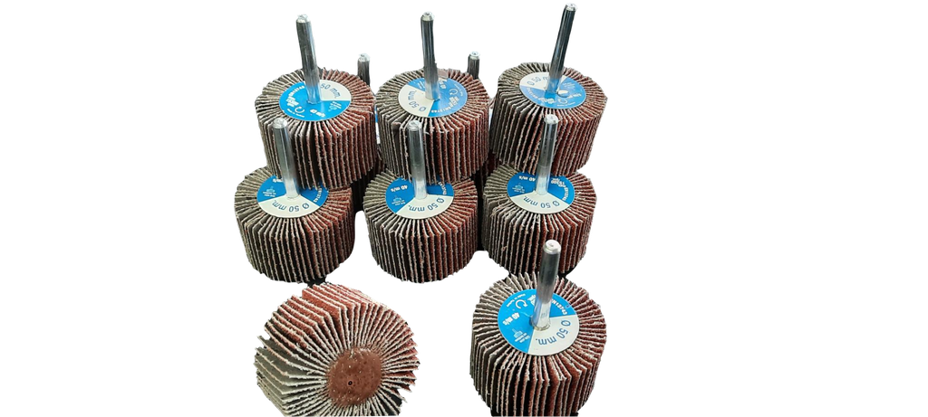 80 Grit Aluminium Oxide 50mm Flap Wheel for drills with 6mm Shank, 10pcs