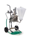 Double diaphragm pump with gravity paint hopper. Supplied with gun & hoses.