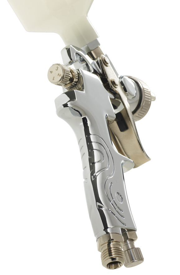 HVLP gravity feed spray gun with 125ml paint pot. 1.0mm aircap