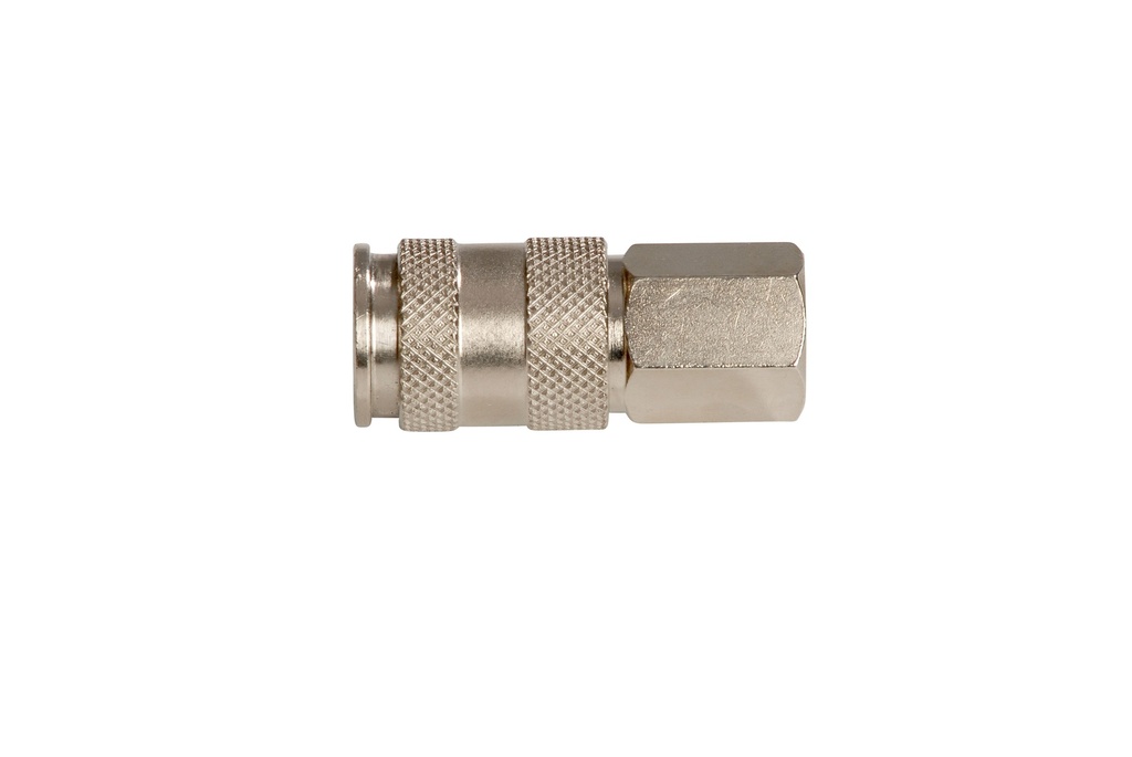 High-flow air fitting coupler with 1/4bsp female thread. 2 couplers per pack