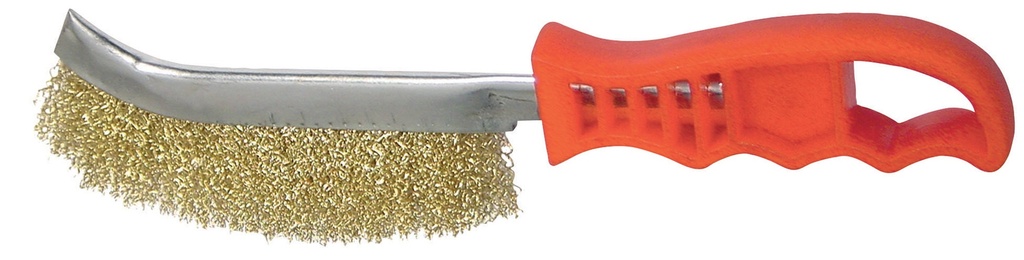 BRASS COATED STEEL WIRE BRUSH - PLASTIC HANDLE