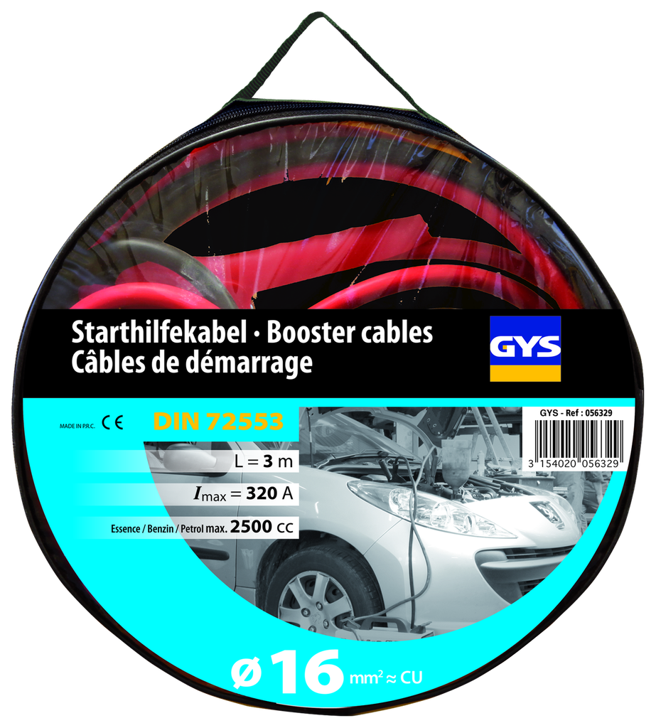 JUMP LEADS PRO 320A (2.5L) - INSULATED CLAMPS - Ø16mm² - 2 x 3m