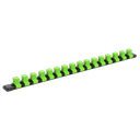 Premier Socket Retaining Rail with 16 Clips 1/2"Sq Drive - Hi-Vis Green