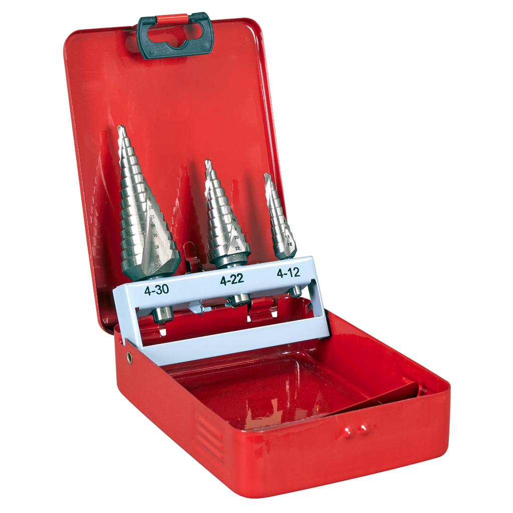 Spiral Flute HSS M2 Step Drill Bit Set 3pc