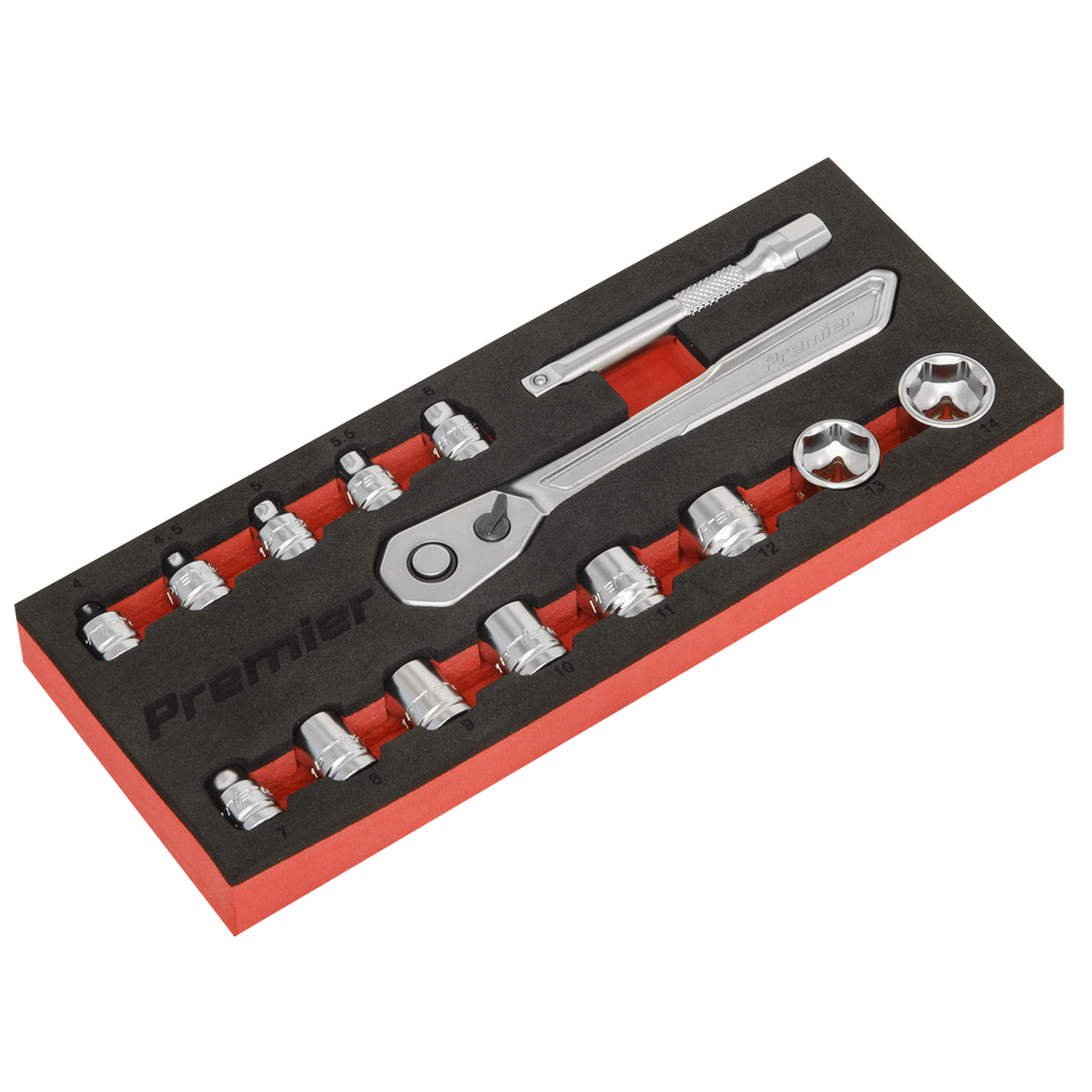 Premier Platinum Low Profile Socket Set 1/4"Sq Drive 15pc