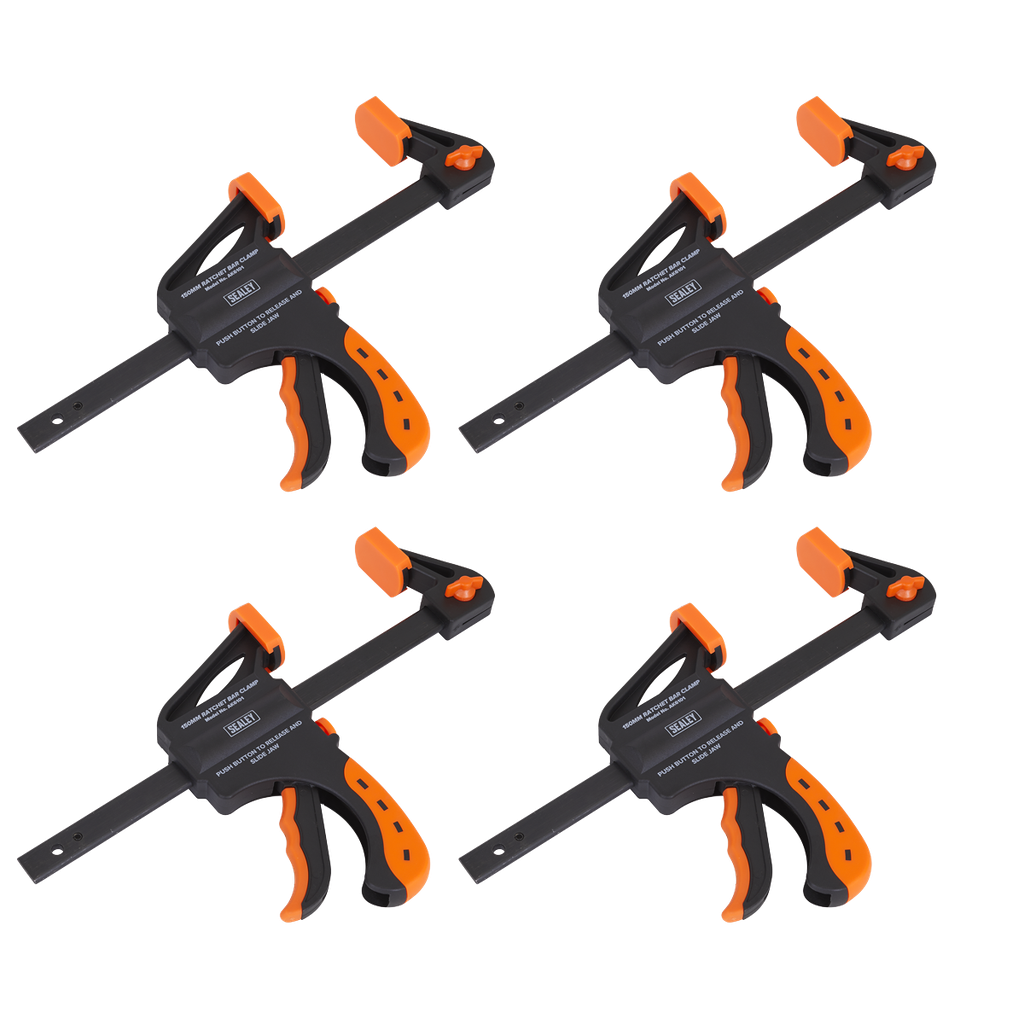 Ratchet Bar Clamp Set 150mm 4pc