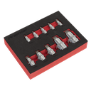 Sealey Premier Stubby Hex Socket Bit Set 1/4", 3/8" & 1/2"Sq Drive 10pc