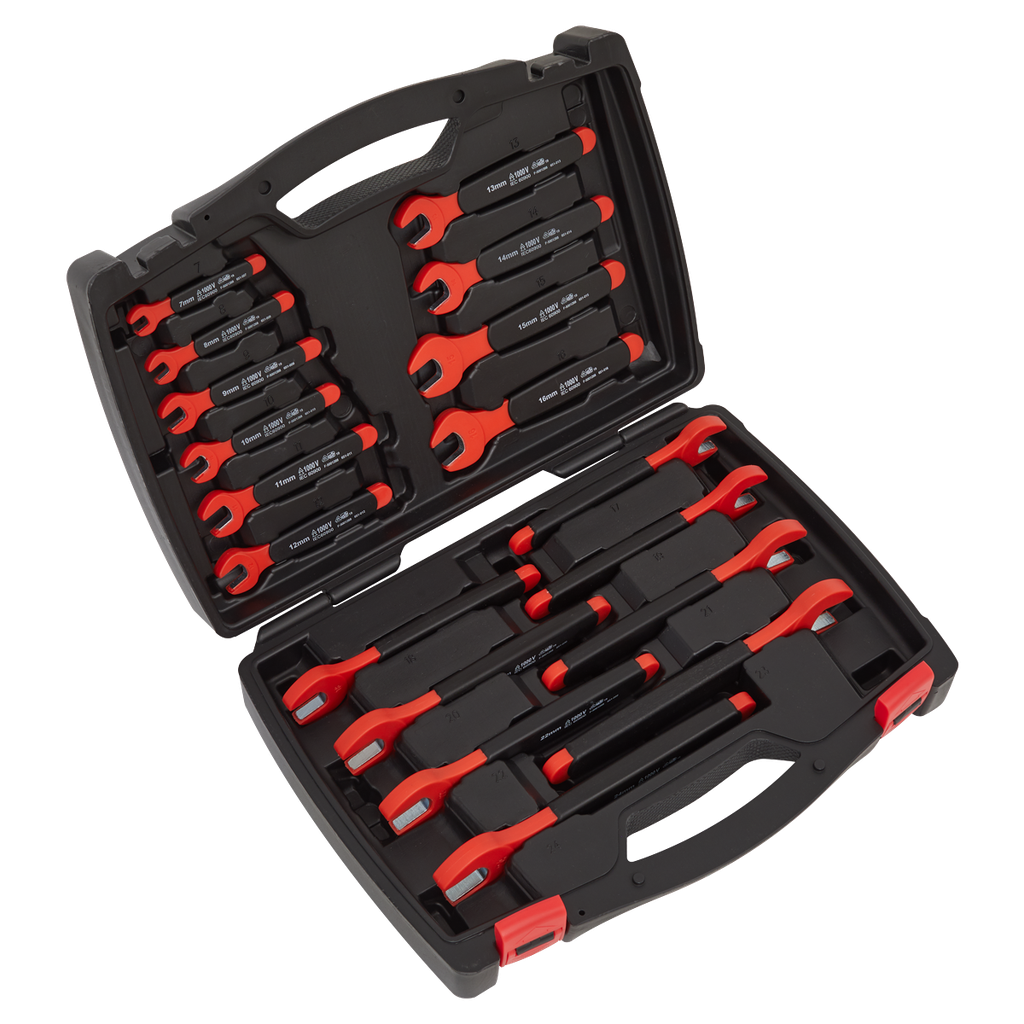 Sealey Premier Insulated Open-End Spanner Set 18pc - VDE Approved