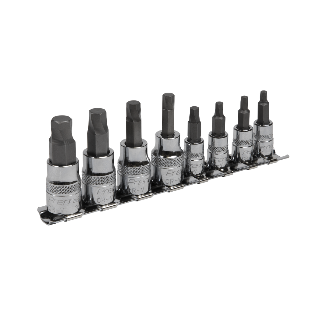 Sealey Premier Imperial Lock-On™ Hex Socket Bit Set 1/4" & 3/8"Sq Drive 8pc