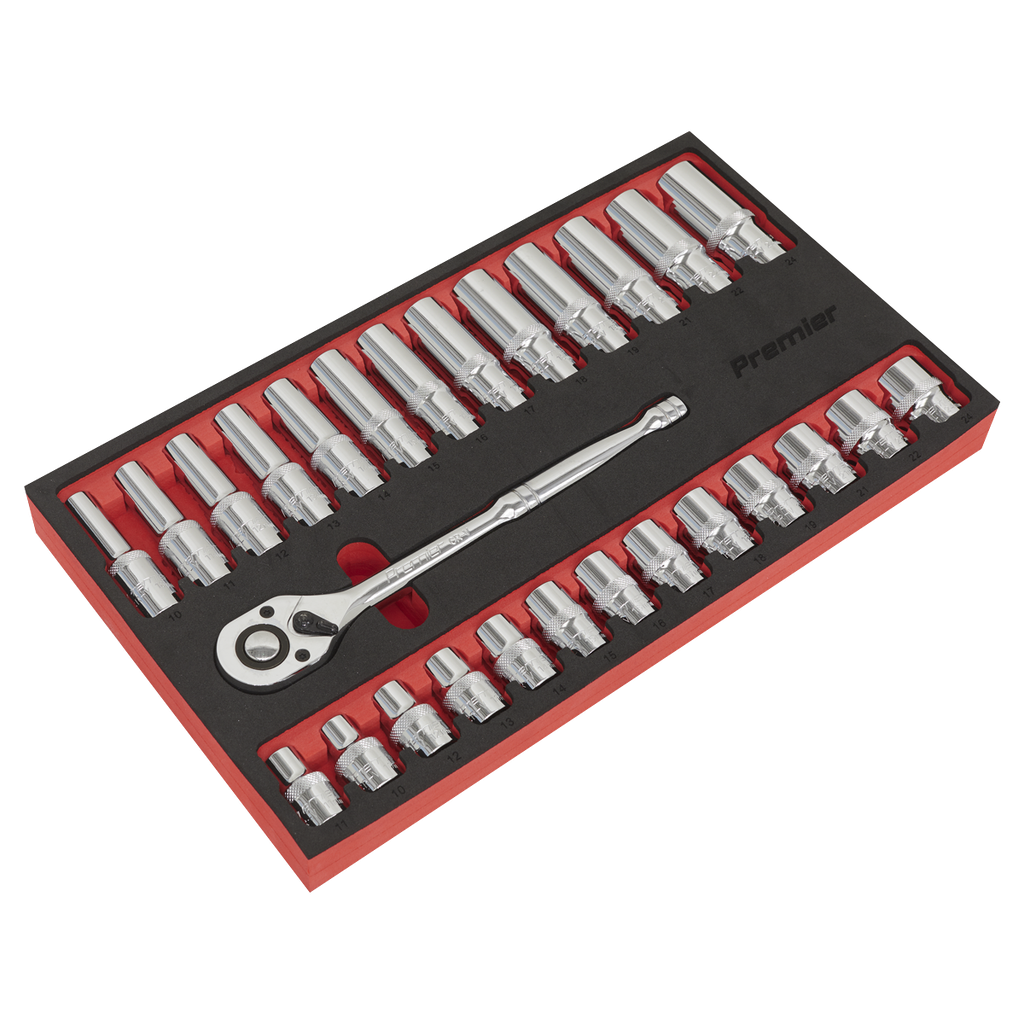 Premier Ratchet Wrench & Socket Set 1/2"Sq Drive 27pc