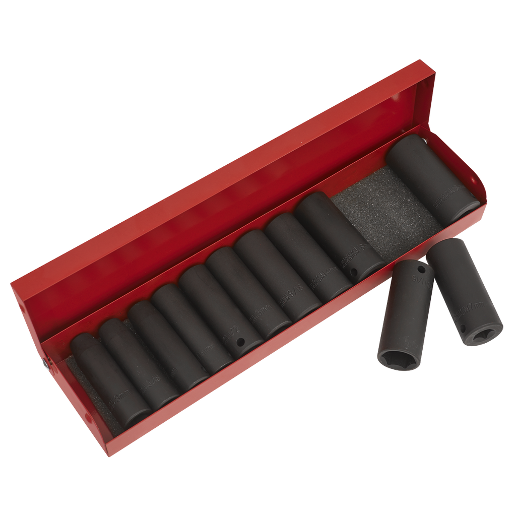 Premier Metric/Imperial Deep Impact Socket Set 3/8"Sq Drive 12pc