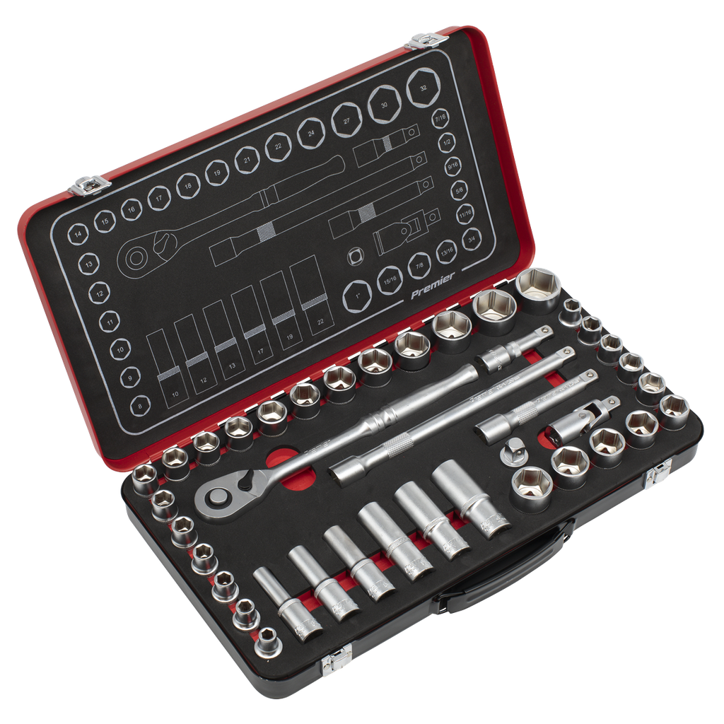Premier Platinum Metric/Imperial Socket Set 1/2"Sq Drive 40pc