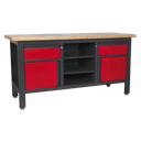 Workbench with 2 Drawers, 2 Cupboards & Open Storage