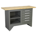 Heavy-Duty Workbench with 5 Drawers