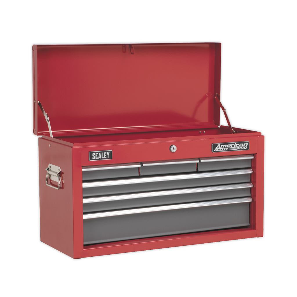 American PRO® Topchest 6 Drawer - Red/Grey