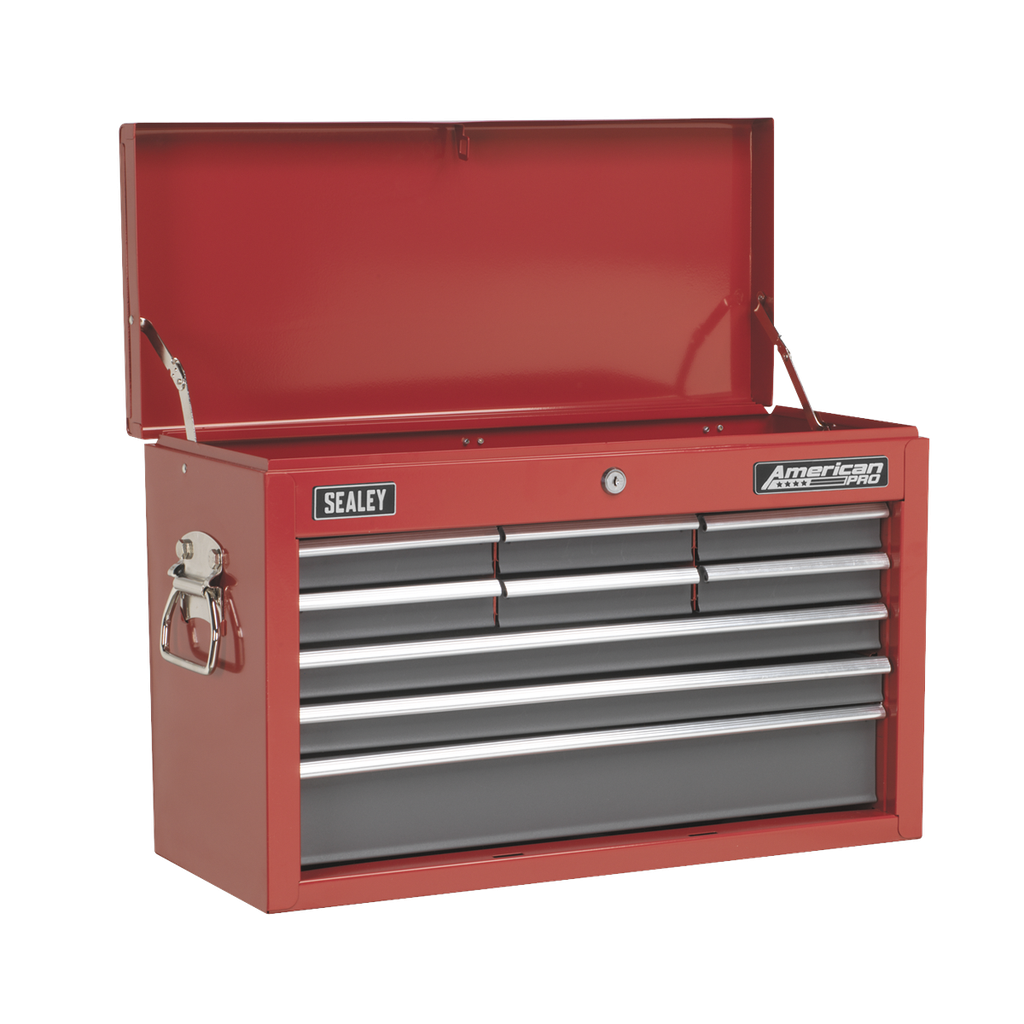 American PRO® Topchest 9 Drawer - Red/Grey