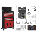 American PRO® Topchest & Rollcab Combination 6 Drawer with 170pc Tool Kit - Red/Black