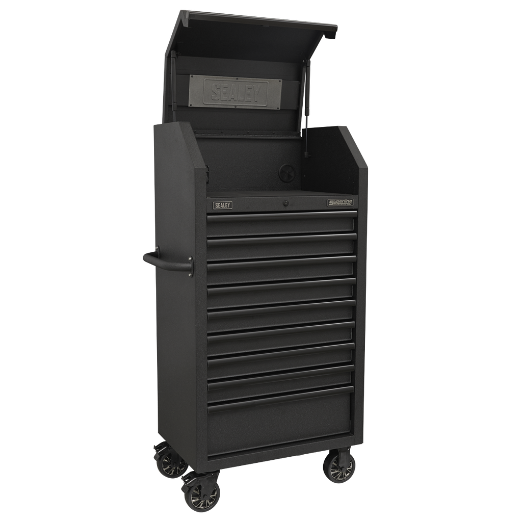 Superline PRO® Black Edition Tower Cabinet with 9 Soft Close Drawers & Power Strip 690mm