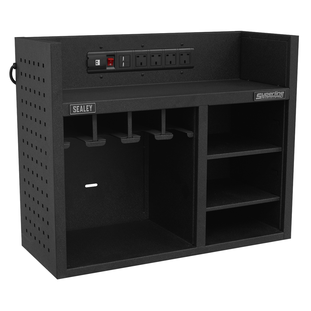 Superline PRO® Power Tool Storage Rack with Power Strip