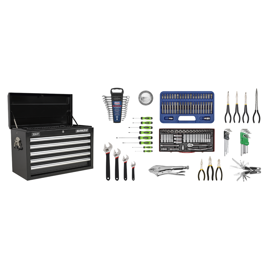 Superline PRO® Topchest 5 Drawer with 139pc Tool Kit - Black