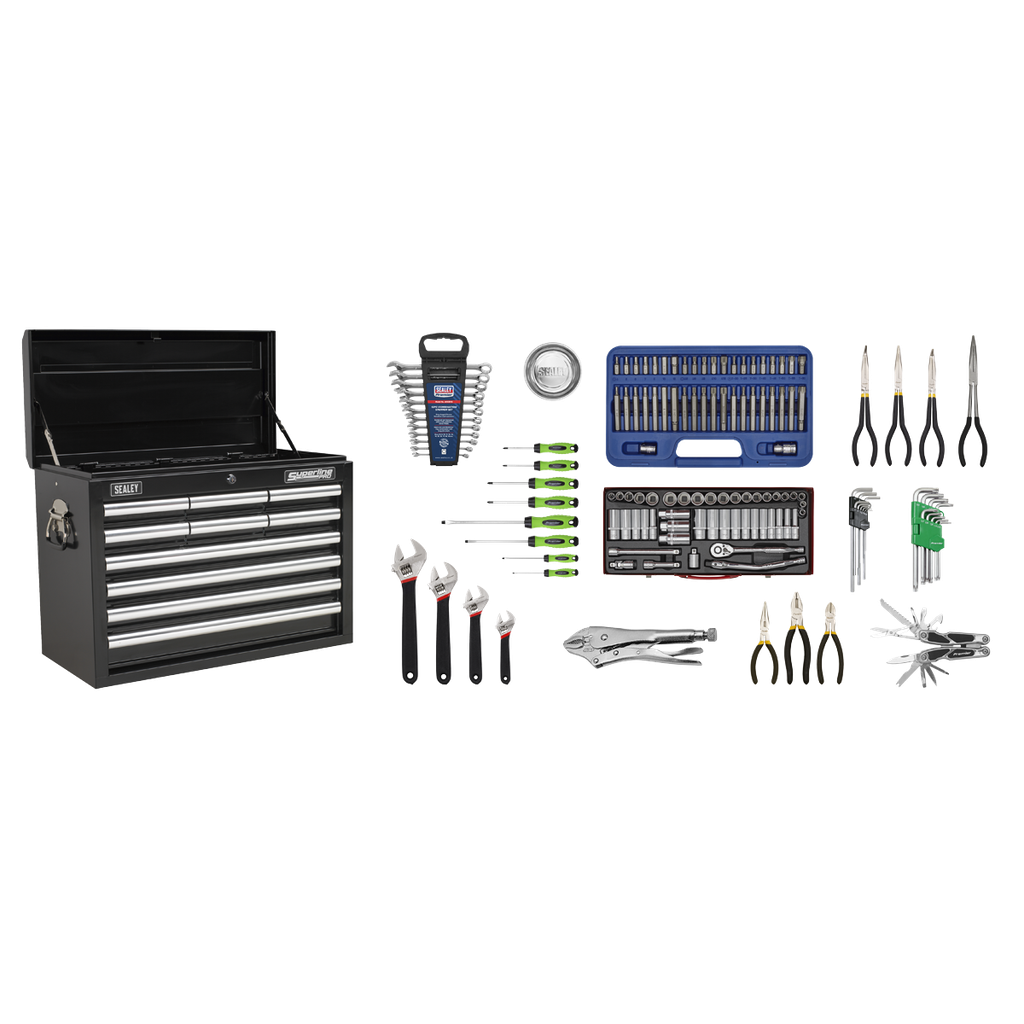 Superline PRO® Topchest 10 Drawer with 140pc Tool Kit - Black