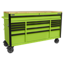 Superline PRO® Black Edition Mobile Trolley with Wooden Worktop 15 Drawer 1549mm