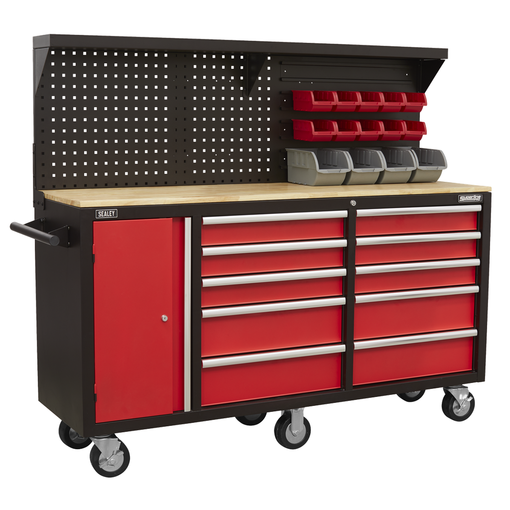 Superline PRO® Mobile Workstation with Backboard 10 Drawer