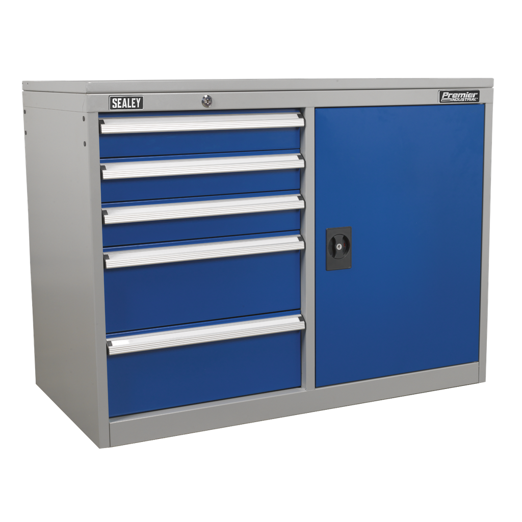 Premier Industrial™ Cabinet/Workstation with 5 Drawers & 1 Shelf Locker