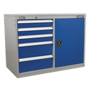 Premier Industrial™ Cabinet/Workstation with 5 Drawers & 1 Shelf Locker