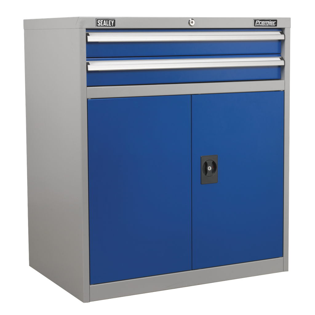 Premier Industrial™ Industrial Cabinet with 2 Drawers & 1 Shelf Double Locker