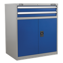 Premier Industrial™ Industrial Cabinet with 2 Drawers & 1 Shelf Double Locker