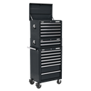 Superline PRO® Topchest, Mid-Box Tool Chest & Rollcab Combination 14 Drawer - Black