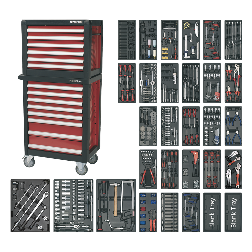 Premier™ Topchest & Rollcab Combination 14 Drawer with 1233pc Tool Kit