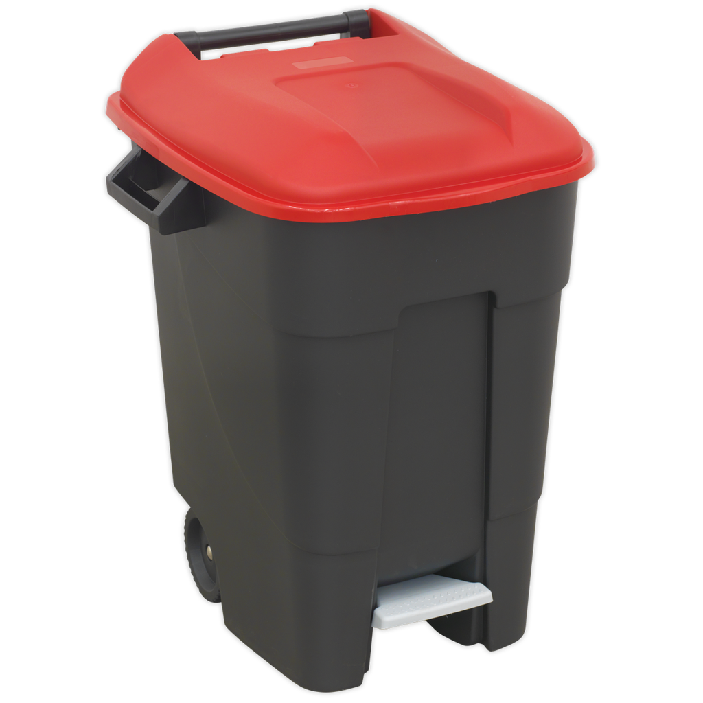 Refuse/Wheelie Bin with Foot Pedal 100L - Red