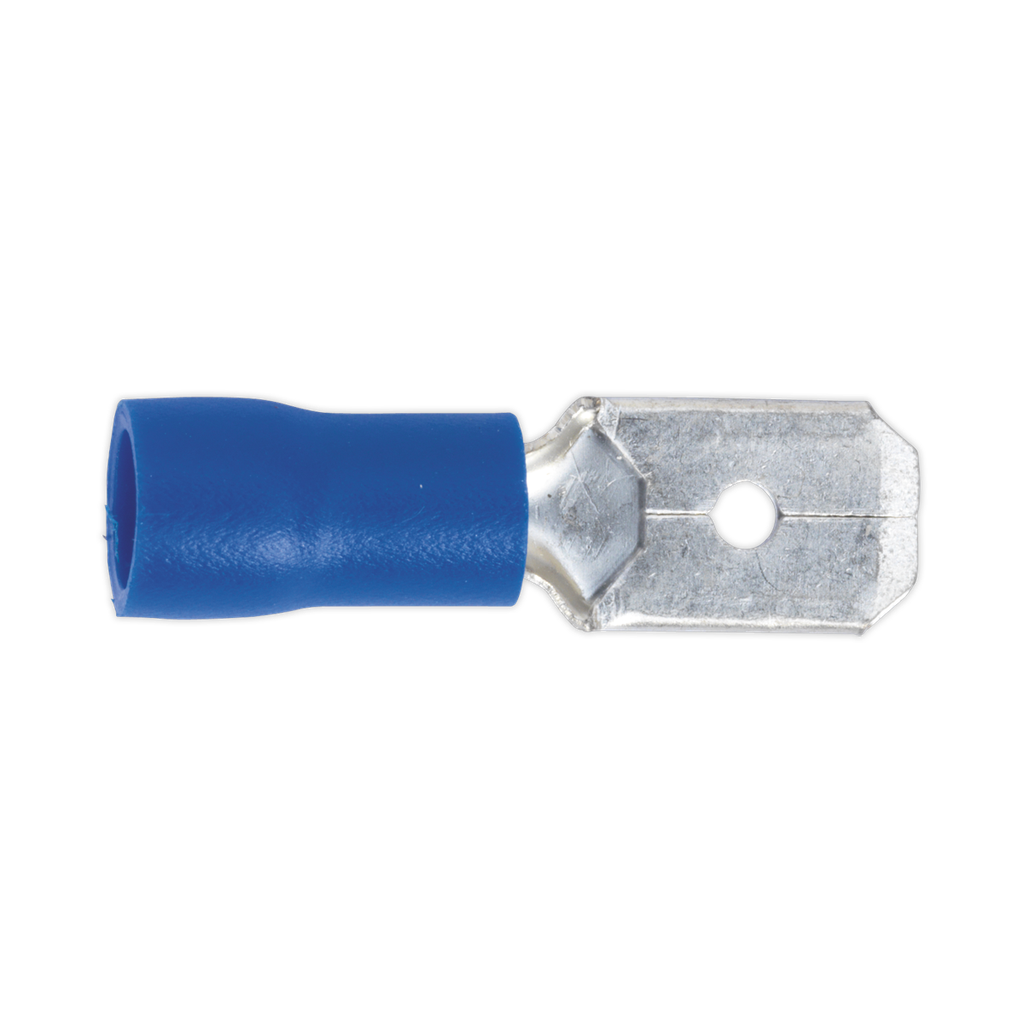 Push-On Male Terminal 6.3mm, Blue - Pack of 100