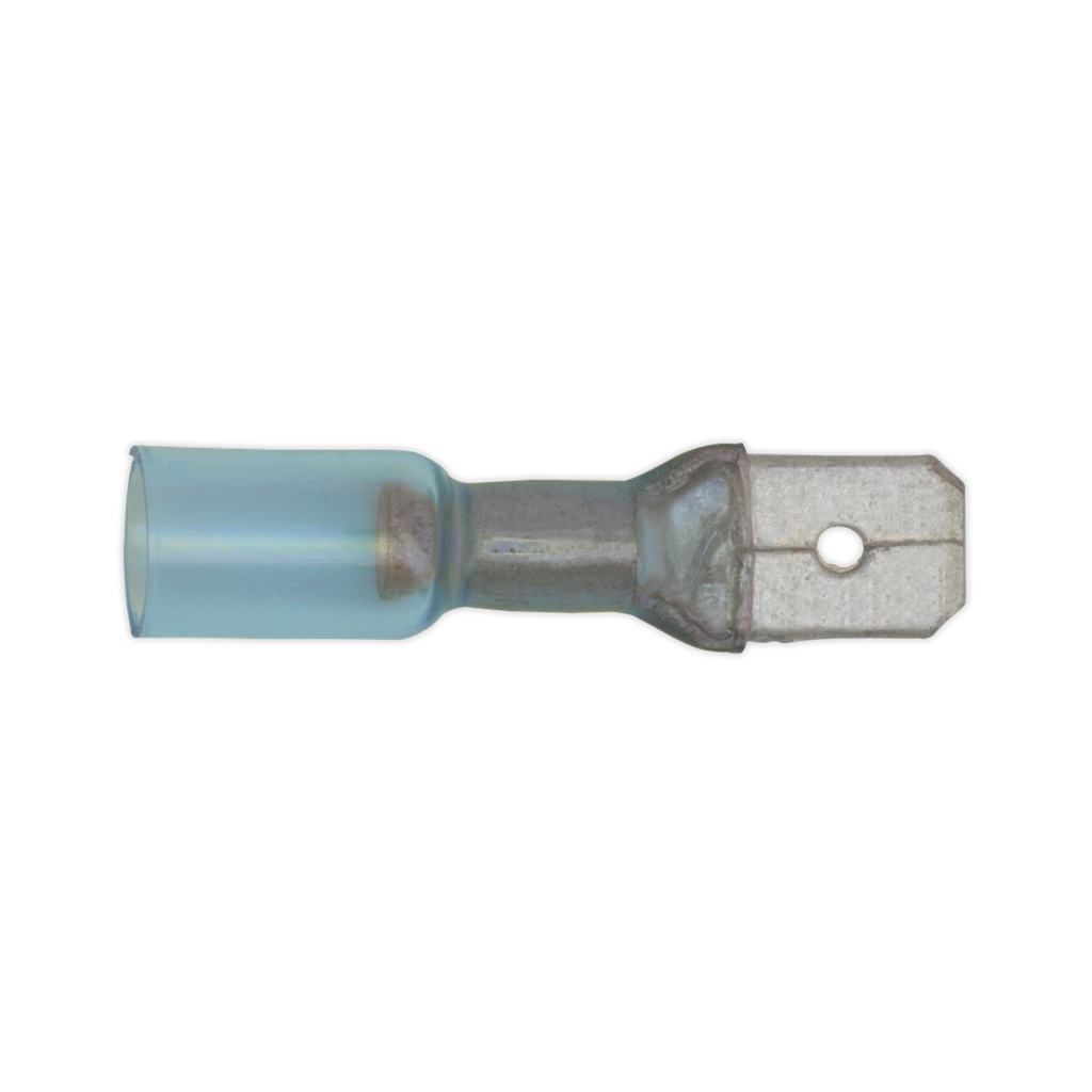 Heat Shrink Push-On Male Terminal 6.3mm, Blue - Pack of 25
