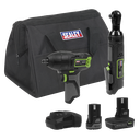 2 x SV10.8 Series Cordless Impact Wrench & Ratchet Wrench Kit 10.8V - 2 Batteries