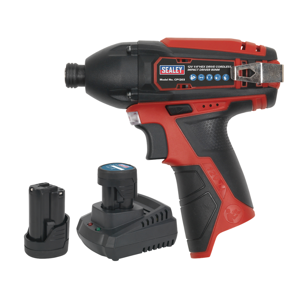 SV12 Series 1/4"Hex Drive Cordless Impact Driver Kit 12V 1.5Ah - 2 Batteries