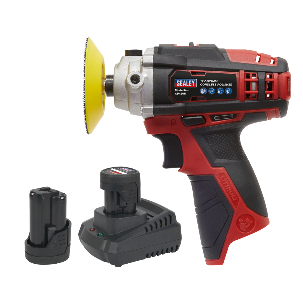 SV12 Series 71mm Cordless Polisher Kit 12V 1.5Ah - 2 Batteries