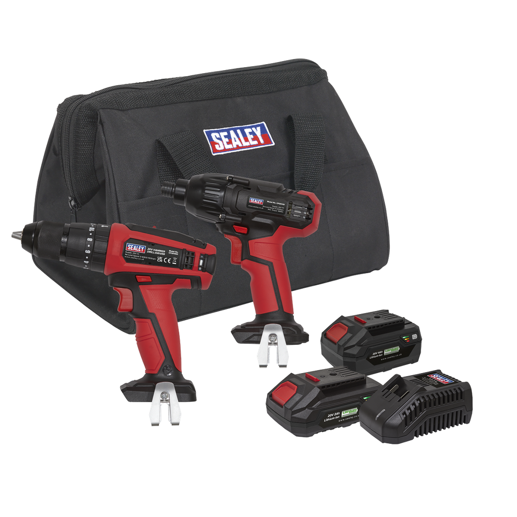 2 x SV20 Series Cordless 13mm Combi Drill & 1/4"Hex Drive Impact Driver Combo Kit 20V - 2 Batteries