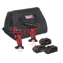 2 x SV20 Series Cordless 13mm Combi Drill & 1/4"Hex Drive Impact Driver Combo Kit 20V - 2 Batteries